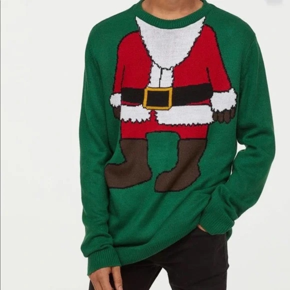 Size large divided H&M ugly Christmas Santa sweater.  Like NEW!